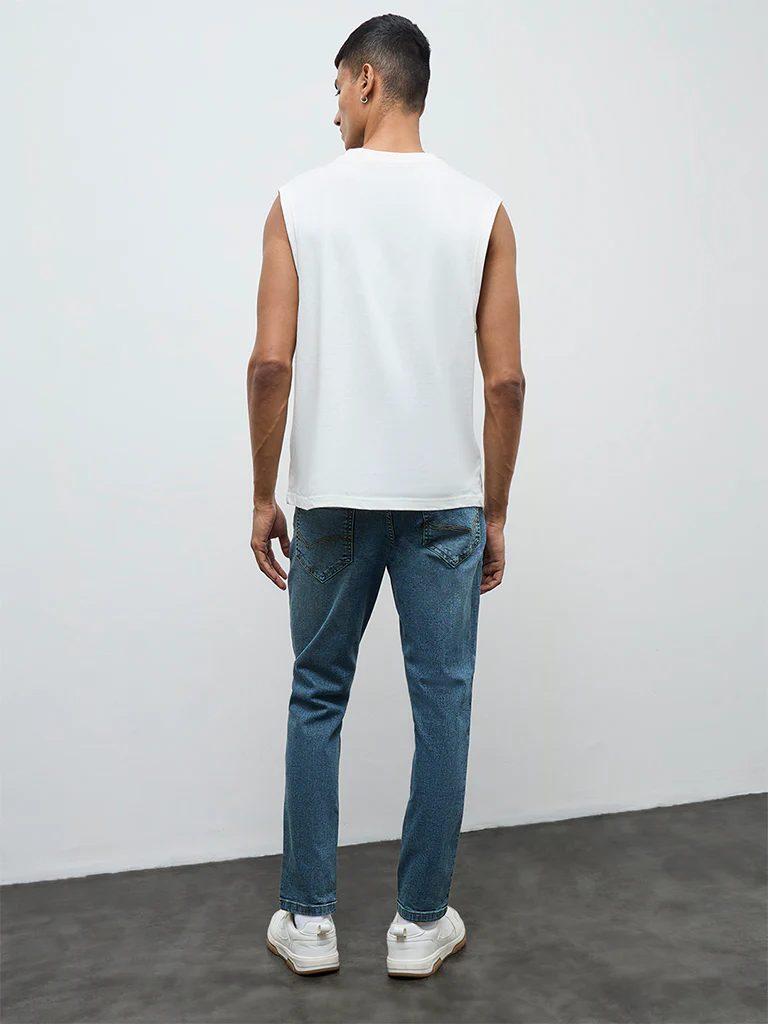 Nuon Blue Washed Slim-Fit Mid-Rise Jeans - Image 4