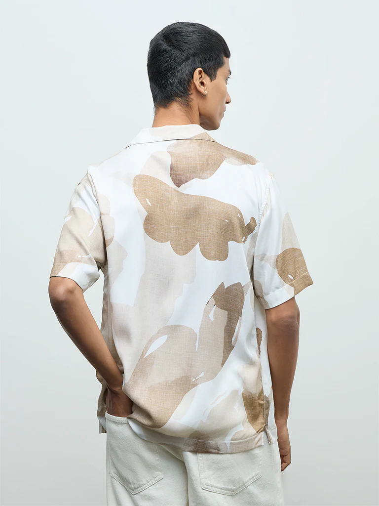 Nuon Brown Abstract Printed Relaxed-Fit Shirt - Image 4