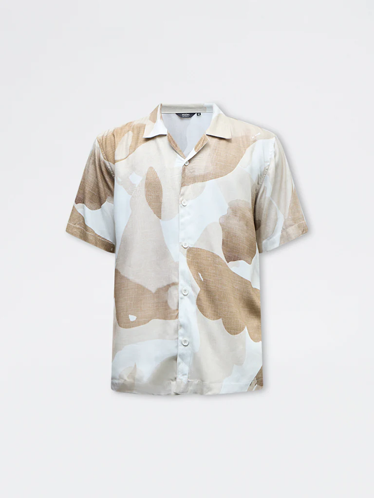 Nuon Brown Abstract Printed Relaxed-Fit Shirt - Image 5