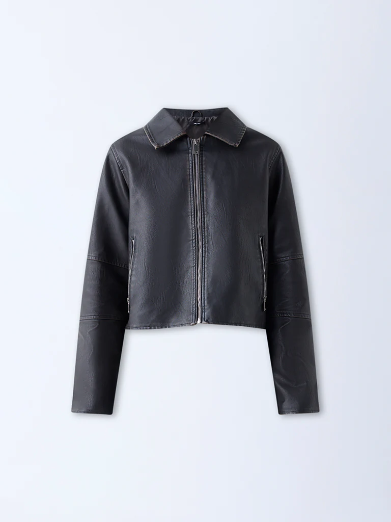 Nuon Brown Faux-Leather Jacket - Image 5