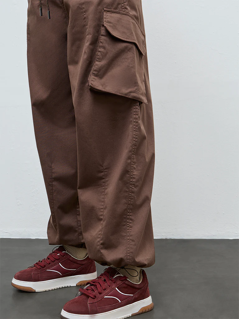 Nuon Brown High-Rise Cotton-Blend Cargo Pants - Image 3