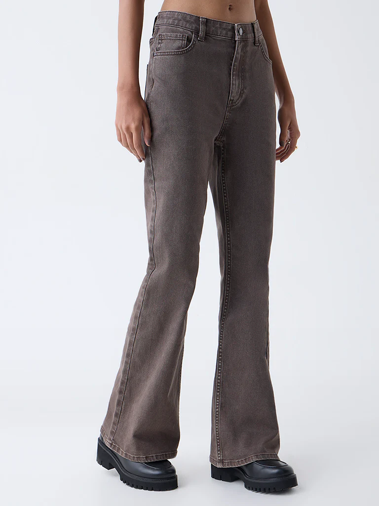 Nuon Brown High-Rise Flared Jeans - Image 2