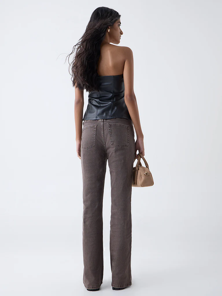 Nuon Brown High-Rise Flared Jeans - Image 4