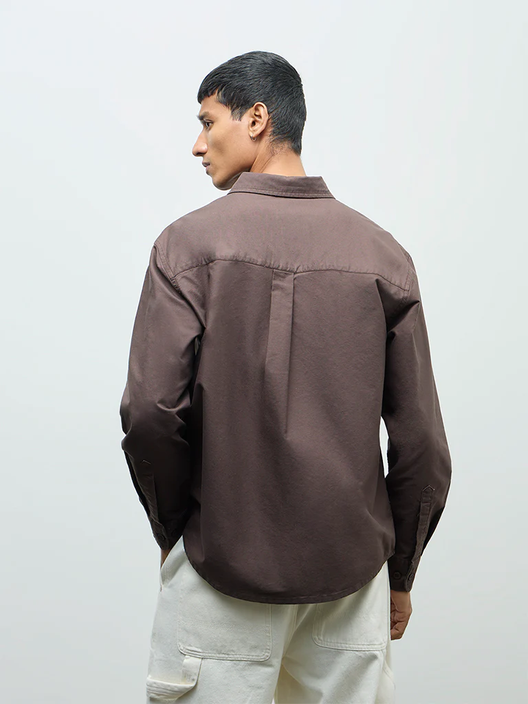 Nuon Brown Relaxed-Fit Cotton Shirt - Image 4