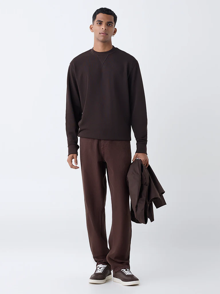 Nuon Brown Relaxed-Fit Mid-Rise Jeans