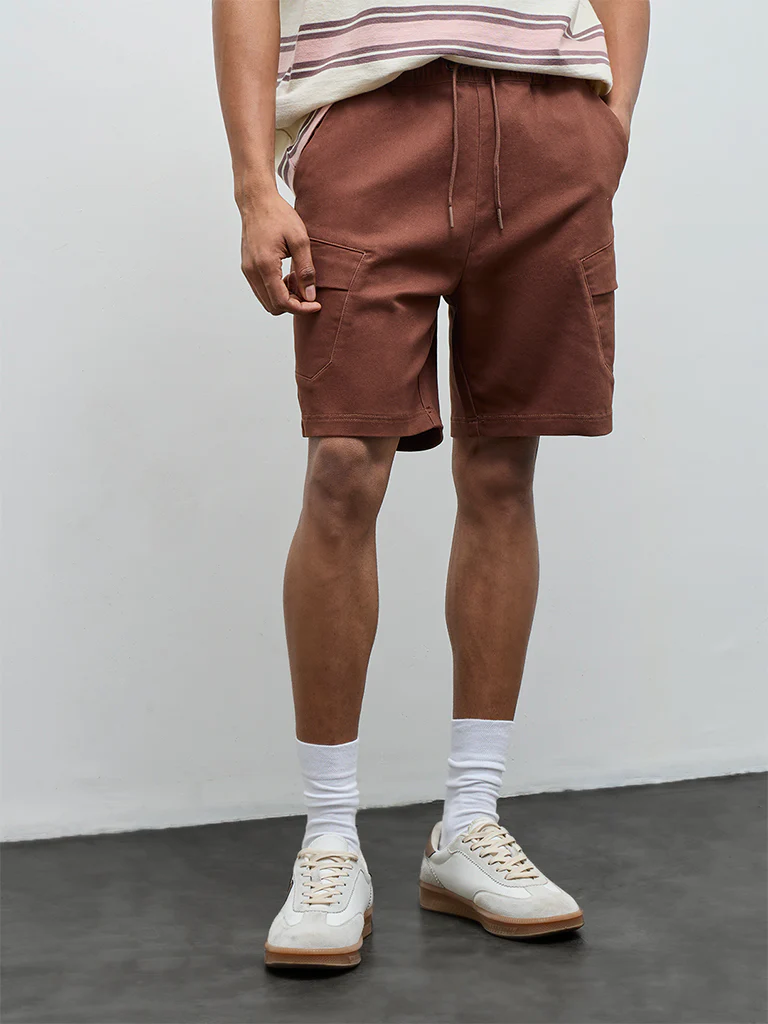 Nuon Brown Relaxed-Fit Mid-Rise Shorts - Image 2