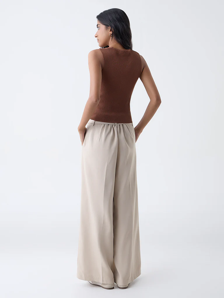 Nuon Brown Ribbed Top - Image 4