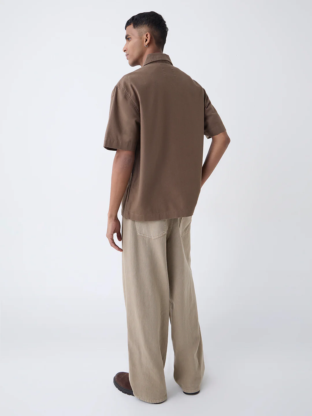 Nuon Brown Text Design Relaxed-Fit Cotton Jacket - Image 4