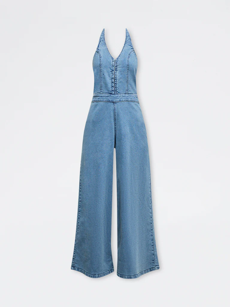 Nuon Blue Halter-Neck Denim Jumpsuit - Image 5