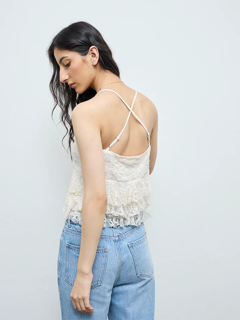 Nuon Off-White Lace Top - Image 4
