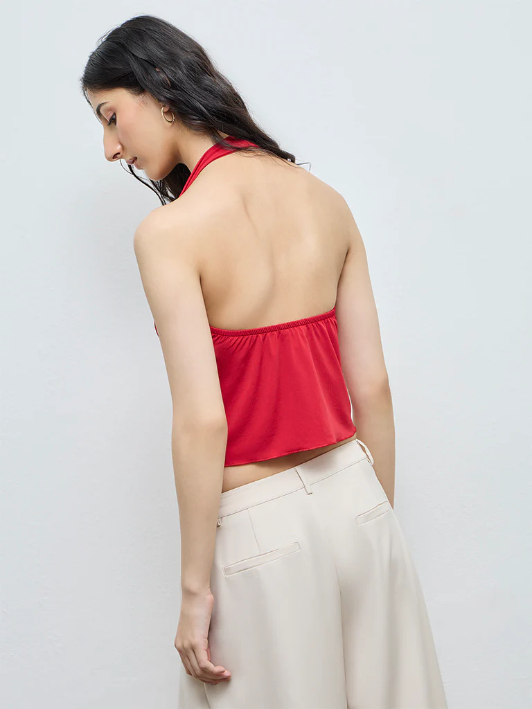 Nuon Red Floral Applique Top - Image 4