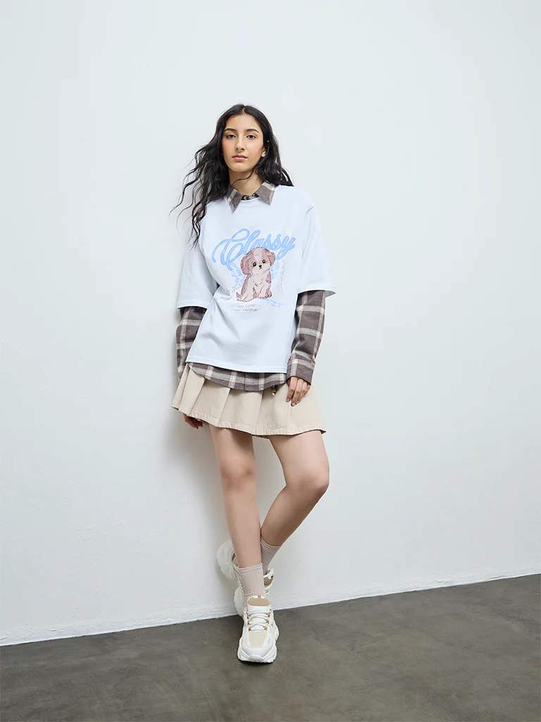 Nuon White Graphic Cotton T-Shirt - Image 2
