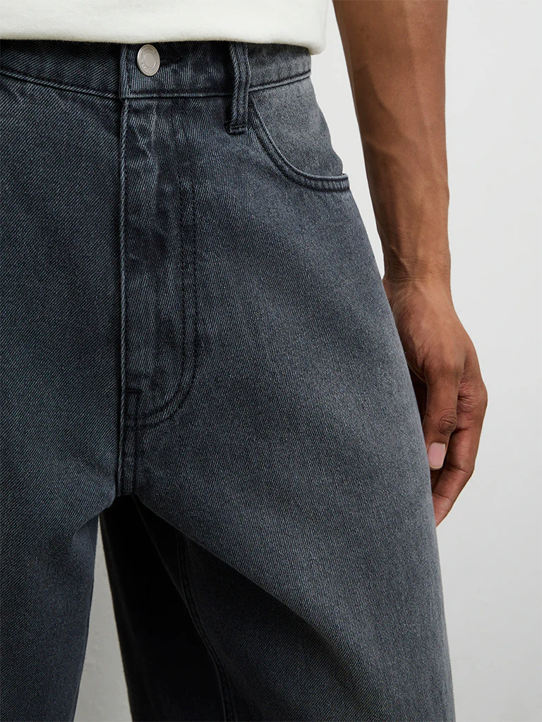 Nuon Charcoal Barrel-Fit Mid-Rise Jeans - Image 4