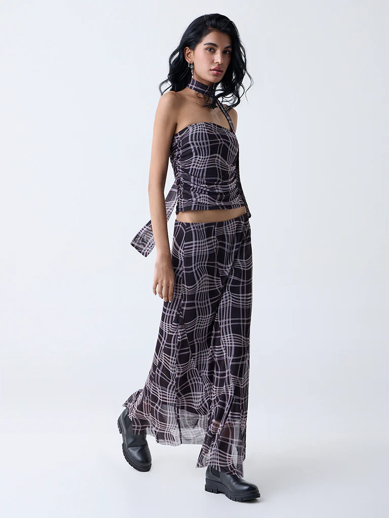 Nuon Charcoal Checkered Tube Top - Image 2