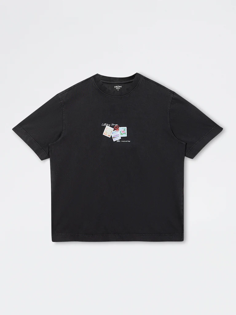 Nuon Charcoal Printed Relaxed-Fit Cotton T-Shirt