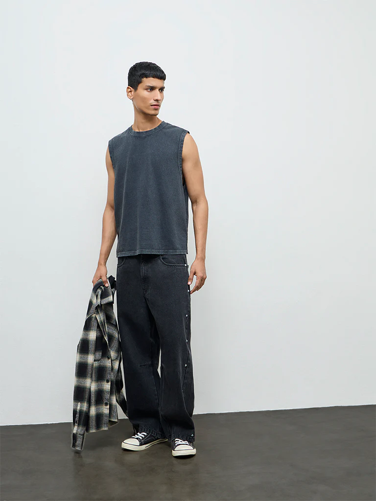 Nuon Charcoal Relaxed-Fit Cotton T-Shirt - Image 2