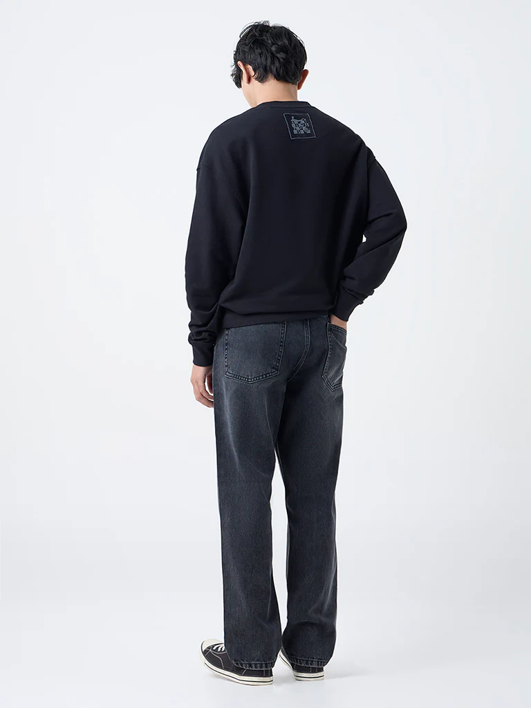 Nuon Charcoal Washed Relaxed-Fit Mid-Rise Jeans - Image 5