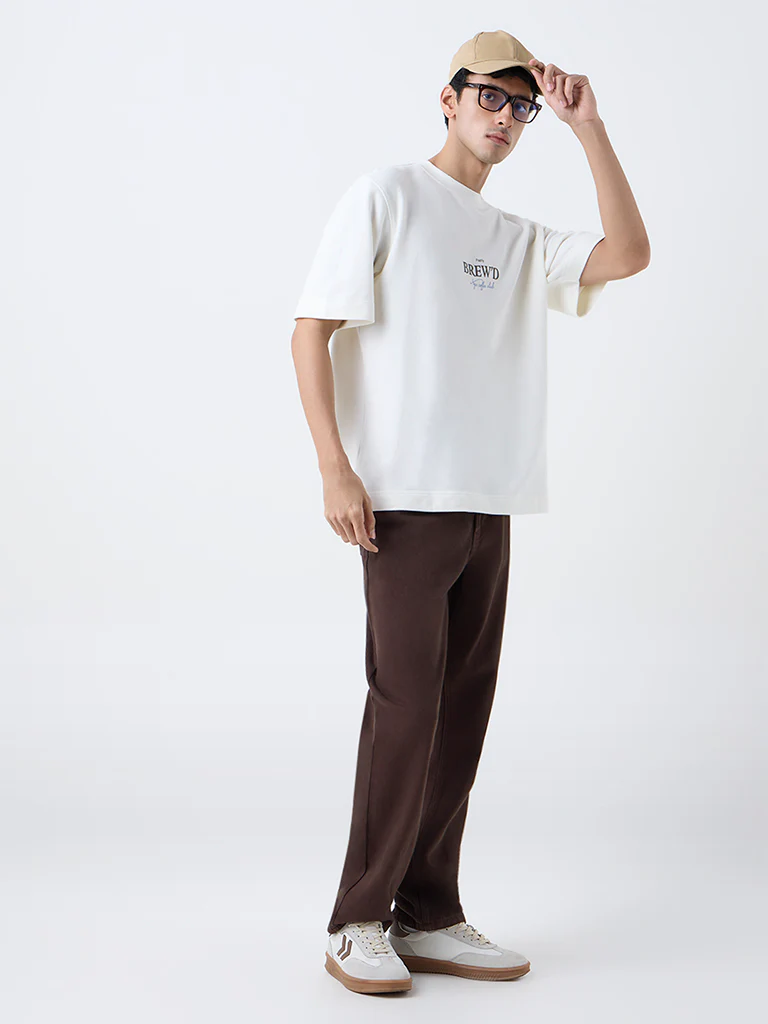 Nuon Cream Graphic Printed Relaxed-Fit Cotton T-Shirt