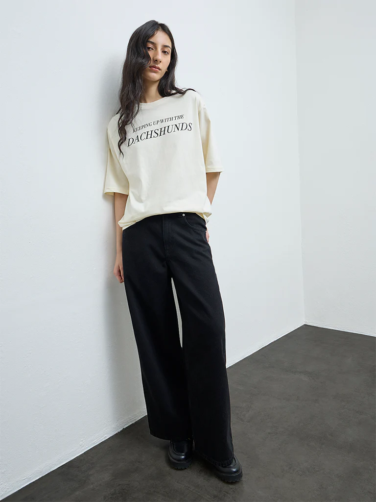 Nuon Cream Printed Cotton T-Shirt