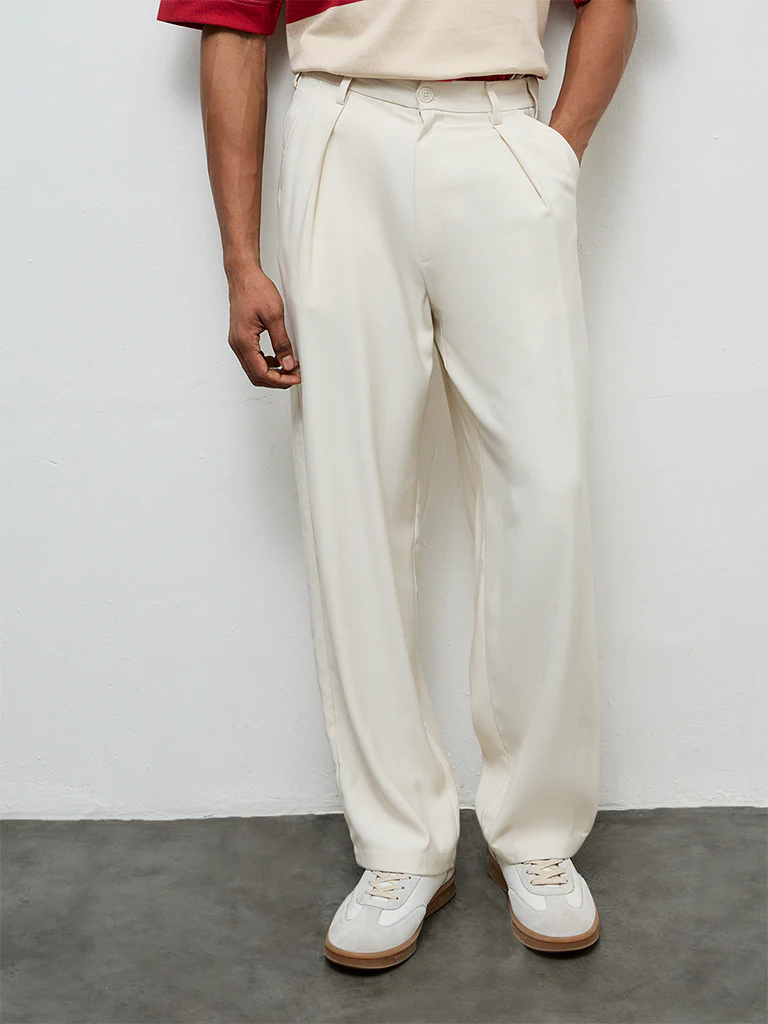 Nuon Cream Relaxed-Fit Mid-Rise Trousers - Image 3