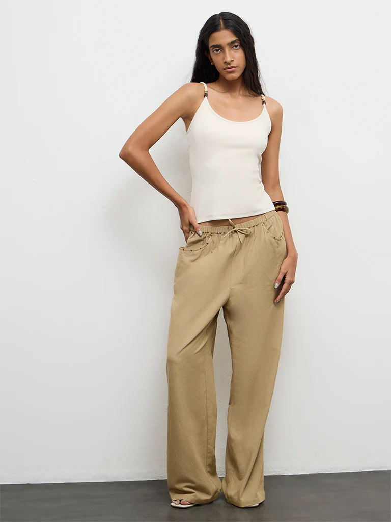 Nuon Cream Ribbed Top - Image 2