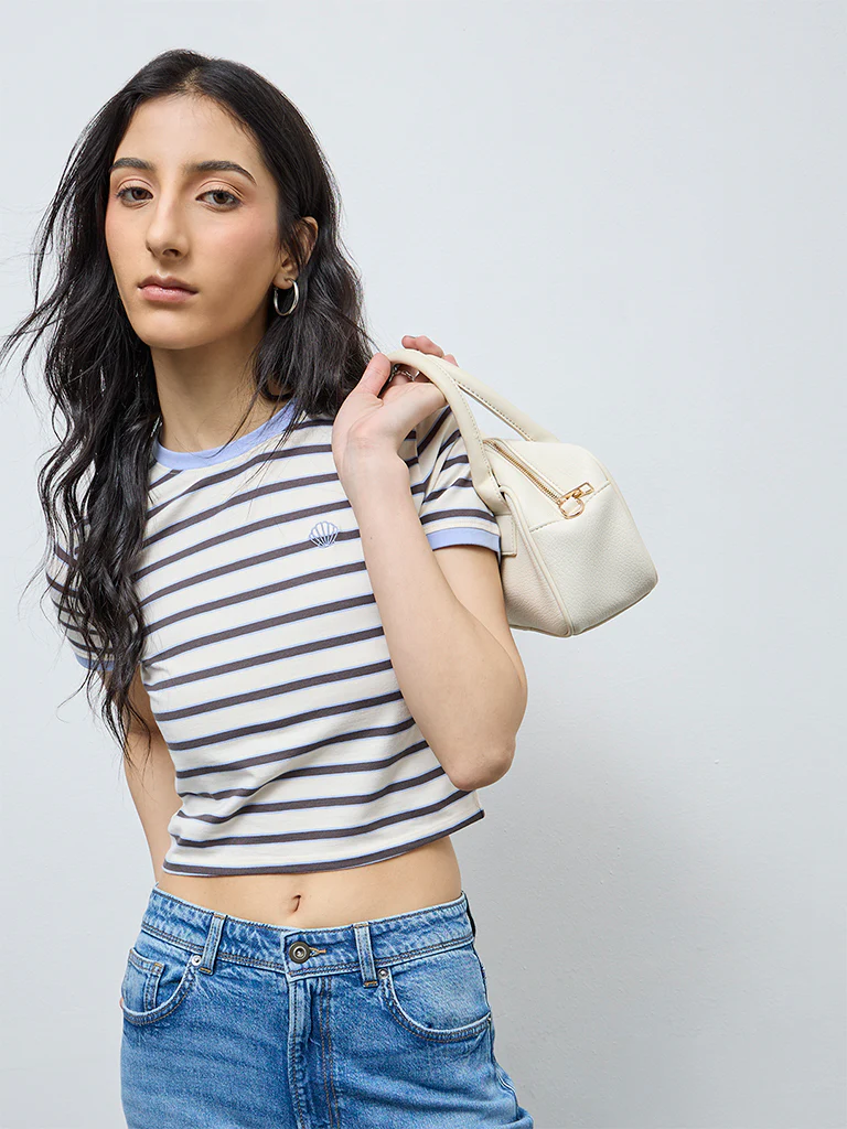 Nuon Cream Striped Cotton-Blend T-Shirt - Image 2