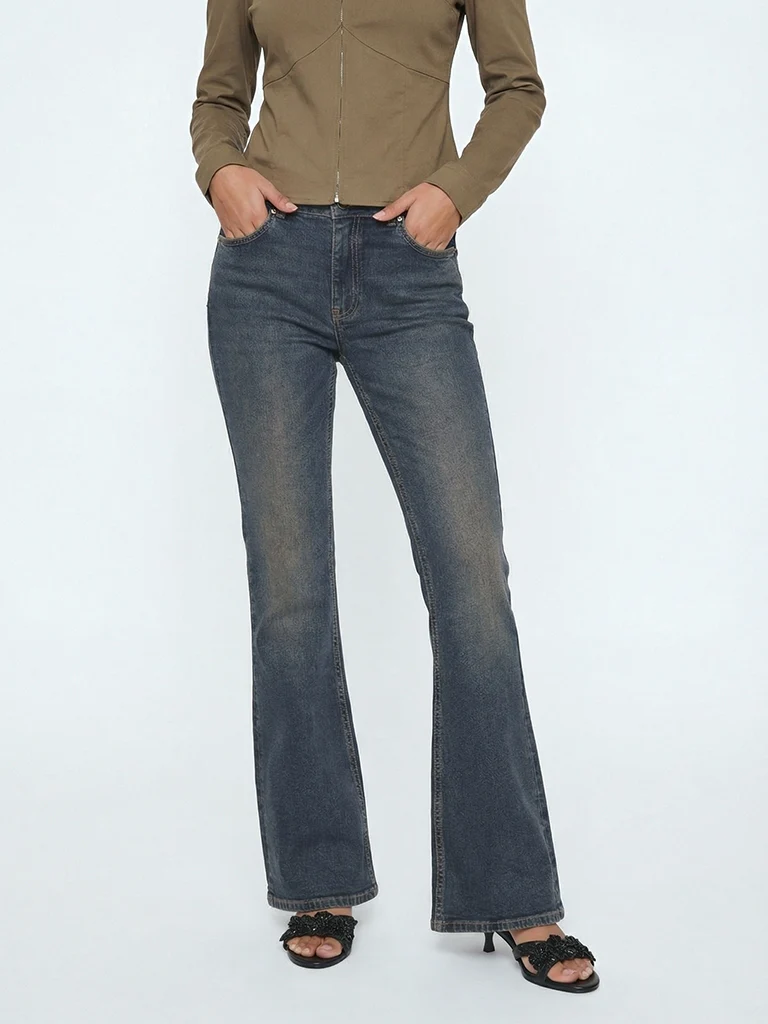 Nuon Dark Blue High-Rise Bootcut Jeans - Image 3