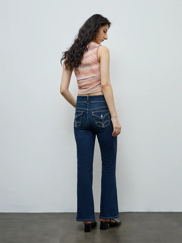 Nuon Dark Blue High-Rise Bootcut Jeans - Image 4