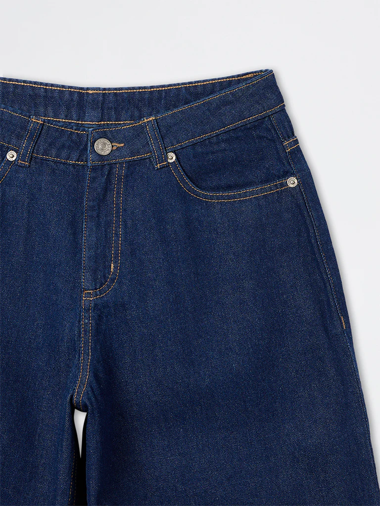 Nuon Dark Blue High-Rise Wide Leg Jeans - Image 6