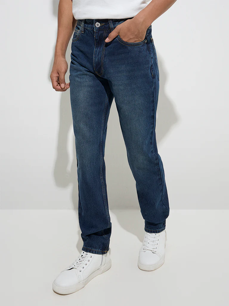 Nuon Dark Blue Relaxed-Fit Mid-Rise Jeans - Image 3