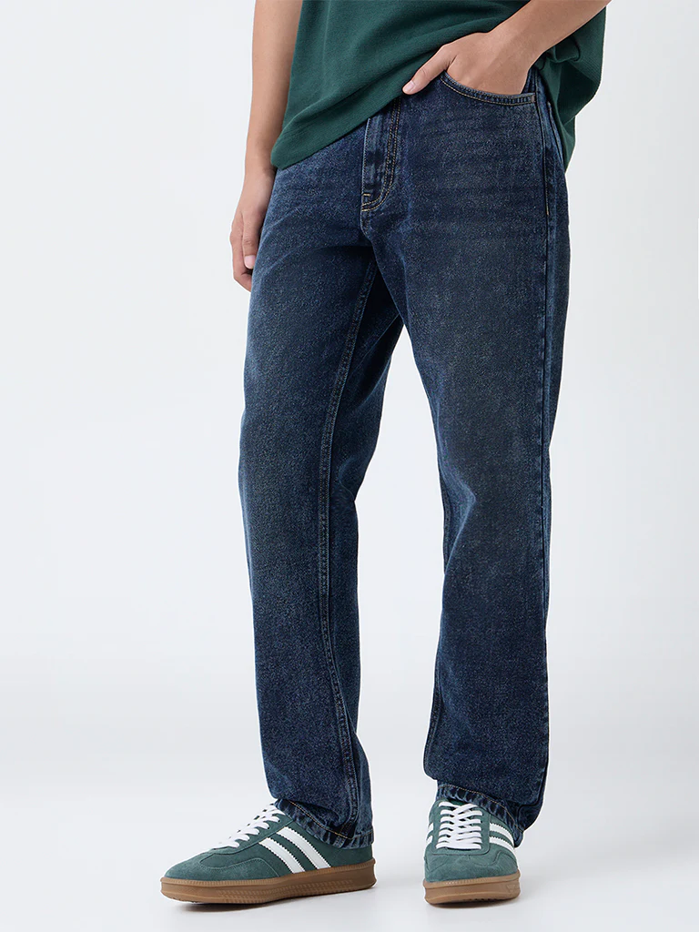 Nuon Dark Blue Relaxed-Fit Mid-Rise Jeans - Image 2