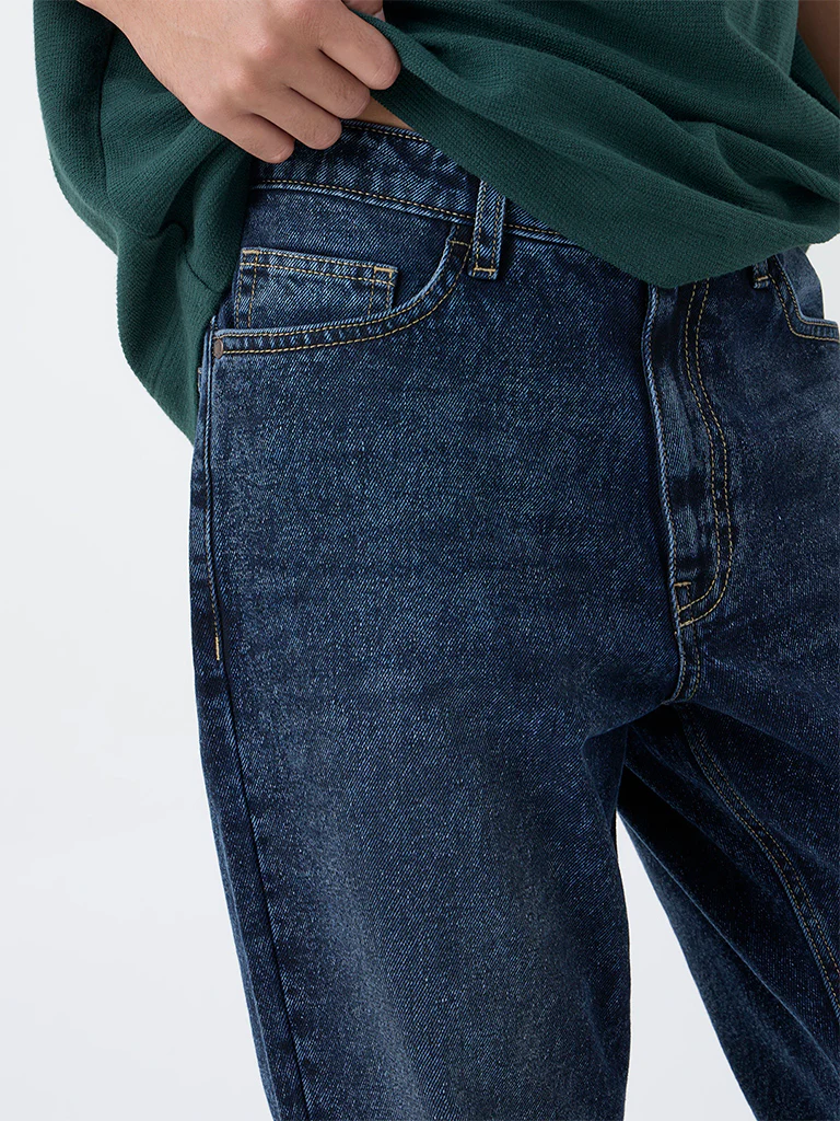 Nuon Dark Blue Relaxed-Fit Mid-Rise Jeans - Image 3