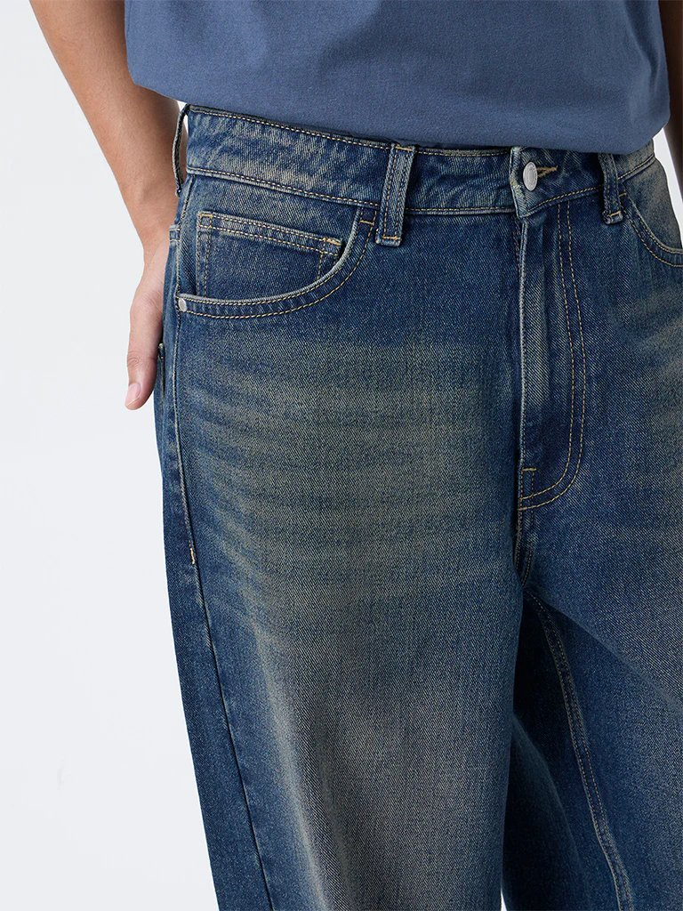 Nuon Dark Blue Relaxed-Fit Mid-Rise Jeans - Image 3