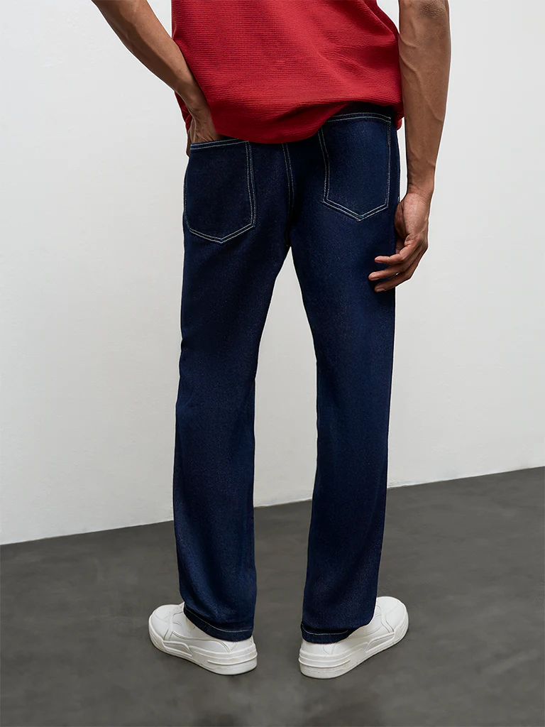 Nuon Dark Blue Relaxed-Fit Mid-Rise Jeans - Image 4