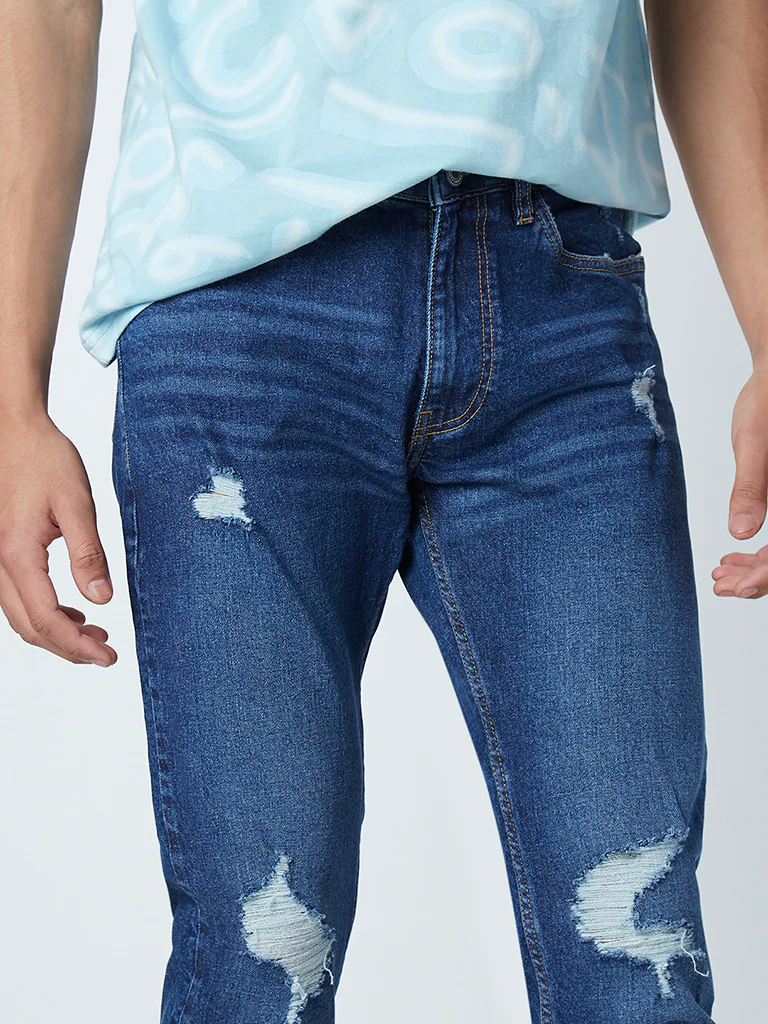 Nuon Dark Blue Straight-Fit Mid-Rise Jeans - Image 2