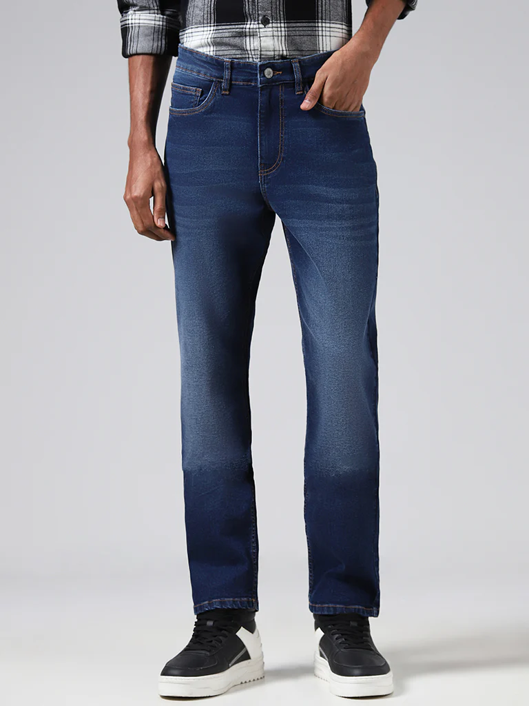 Nuon Dark Blue Straight-Fit Mid-Rise Jeans - Image 3