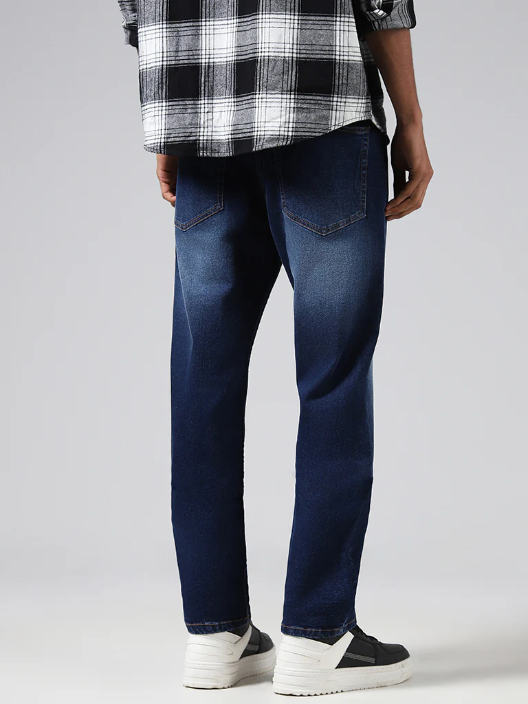 Nuon Dark Blue Straight-Fit Mid-Rise Jeans - Image 4