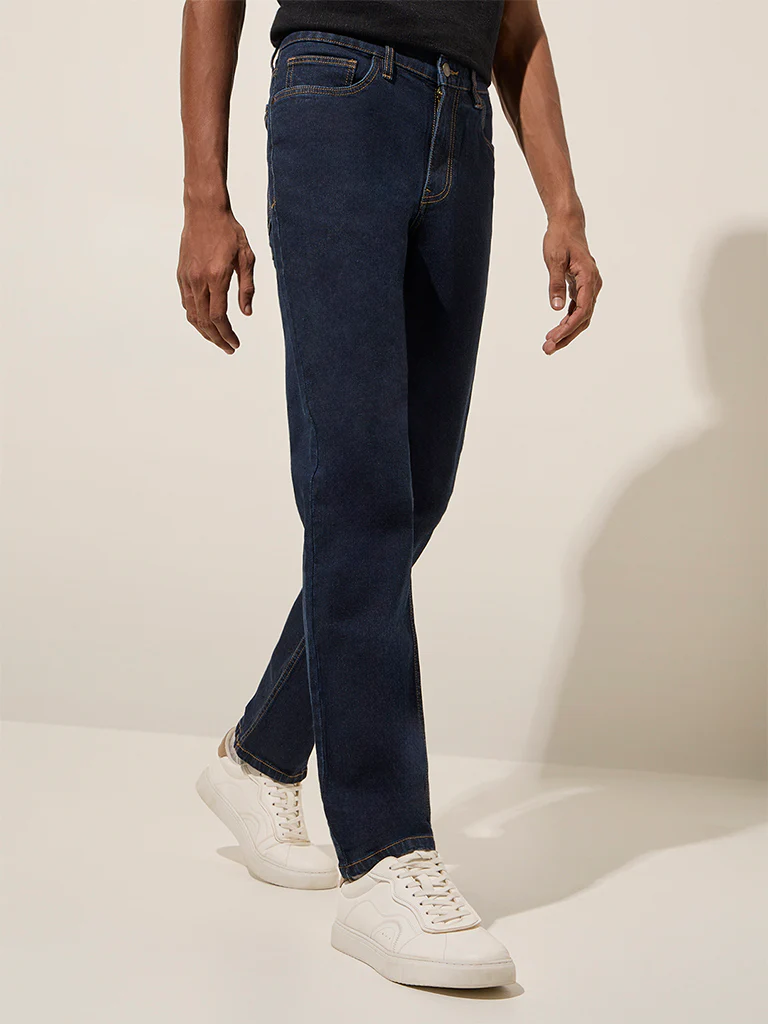 Nuon Dark Blue Straight-Fit Mid-Rise Jeans - Image 3