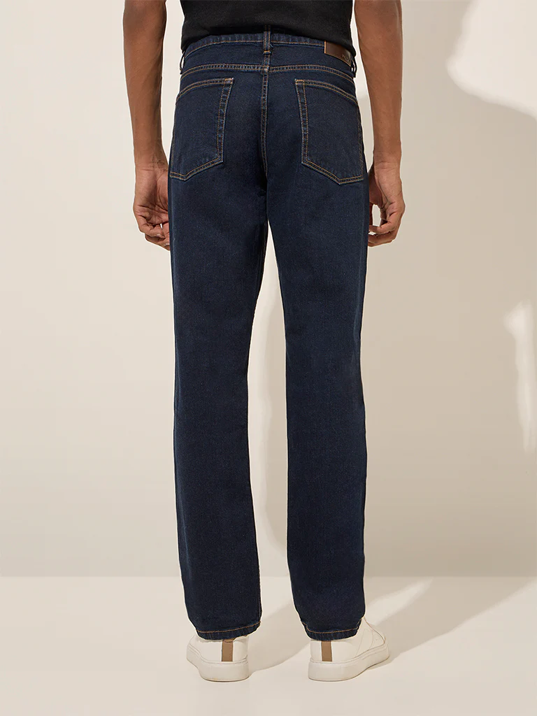 Nuon Dark Blue Straight-Fit Mid-Rise Jeans - Image 4