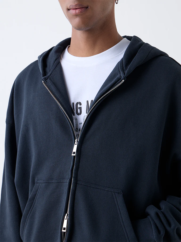 Nuon Dark Green Relaxed-Fit Cotton Hoodie - Image 3