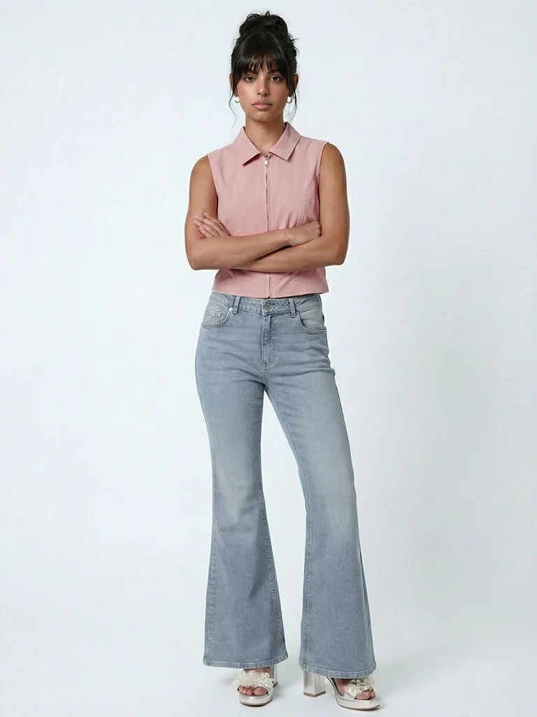 Nuon Dusty Pink Cotton Crop Top