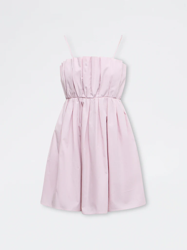 Nuon Dusty Pink Pleated A-Line Dress - Image 5