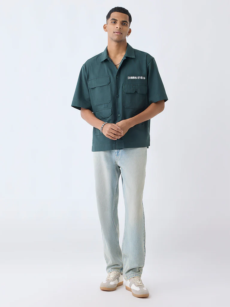 Nuon Green Relaxed-Fit Cotton-Blend Shirt - Image 2