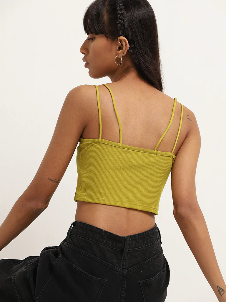 Nuon Green Ribbed Strappy Crop Top - Image 4