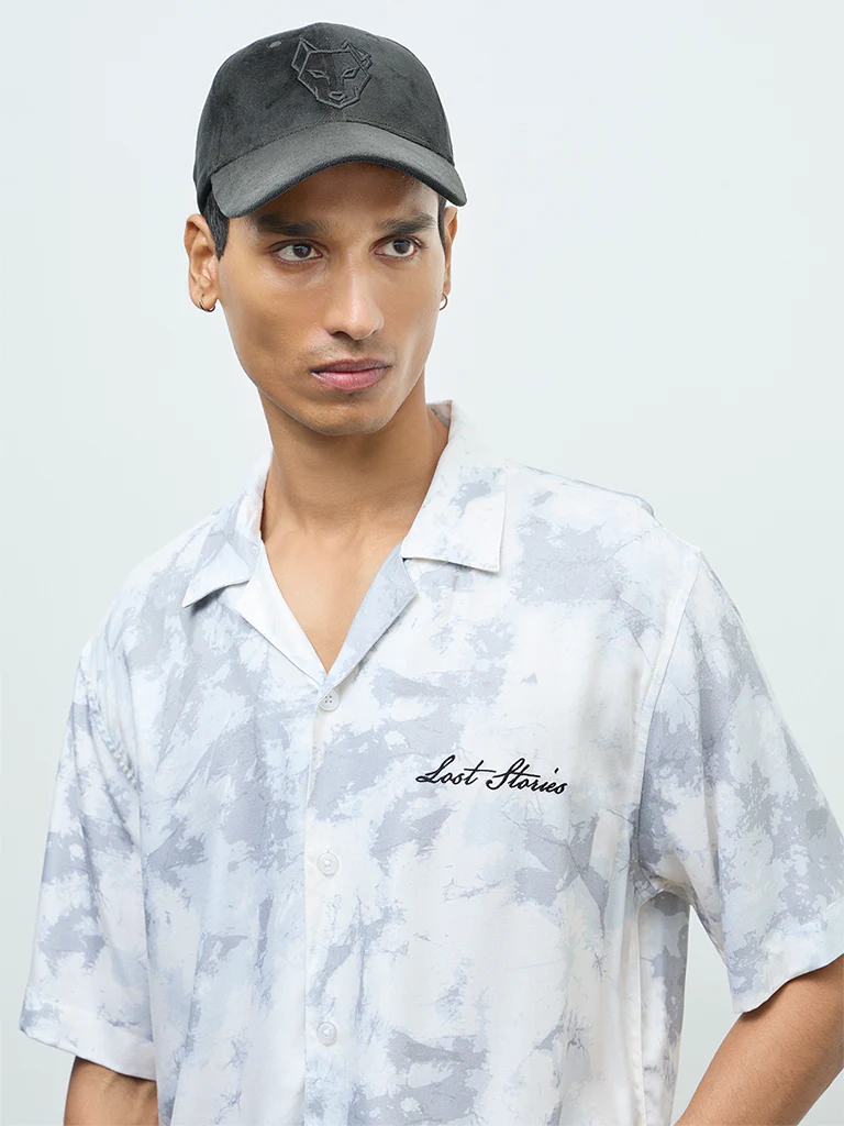 Nuon Grey Abstract Printed Relaxed-Fit Shirt - Image 3
