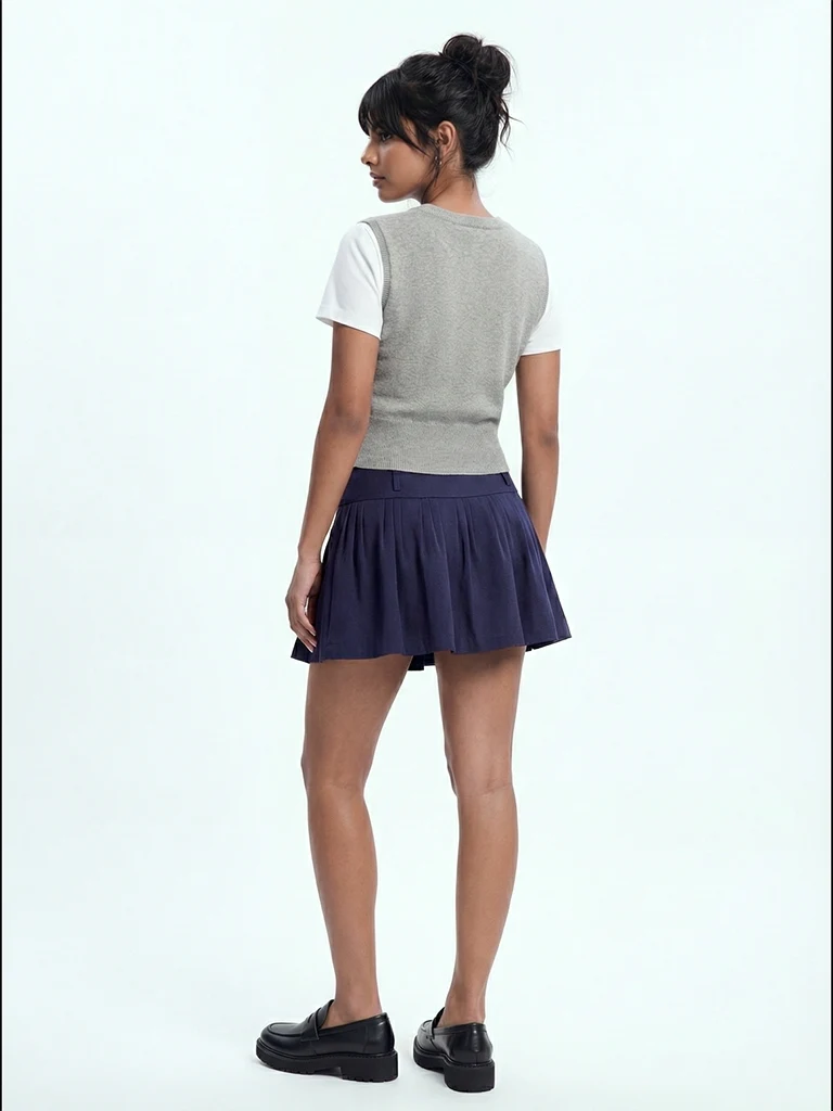 Nuon Grey Cherry Knitted Cotton-Blend Top - Image 4