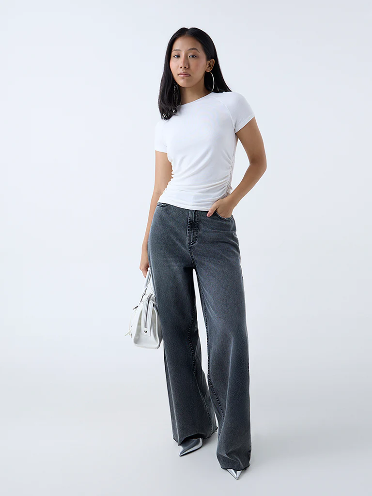 Nuon Grey Faded High-Rise Jeans