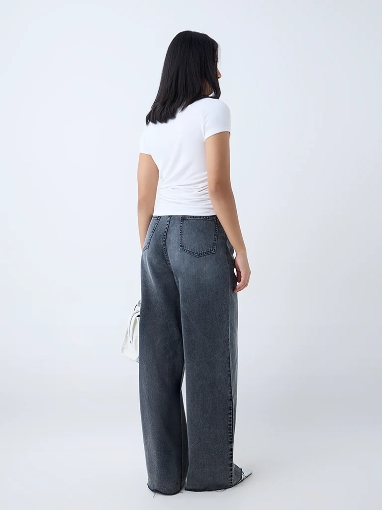 Nuon Grey Faded High-Rise Jeans - Image 4
