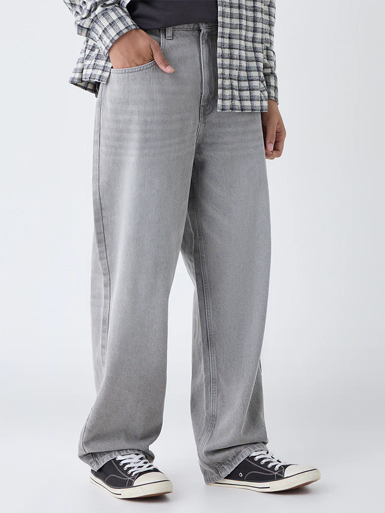 Nuon Grey Faded Loose-Fit Mid-Rise Jeans - Image 2