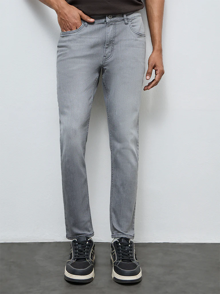 Nuon Grey Faded Rodeo Slim-Fit Mid-Rise Jeans - Image 2
